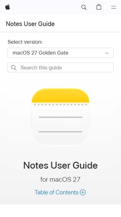 Apple Notes homepage on a phone