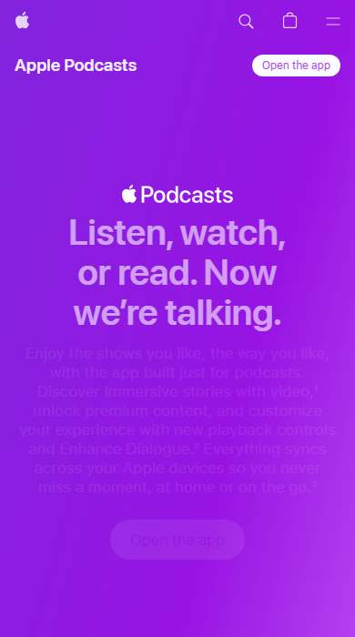 Apple Podcasts homepage on a phone