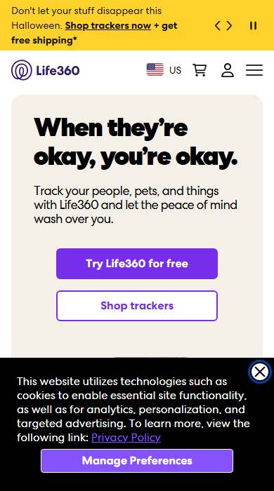Life360 homepage on a phone