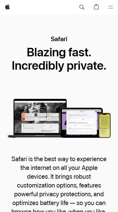 Safari homepage on a phone