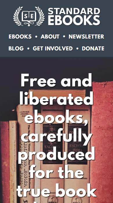 Standard Ebooks homepage on a phone